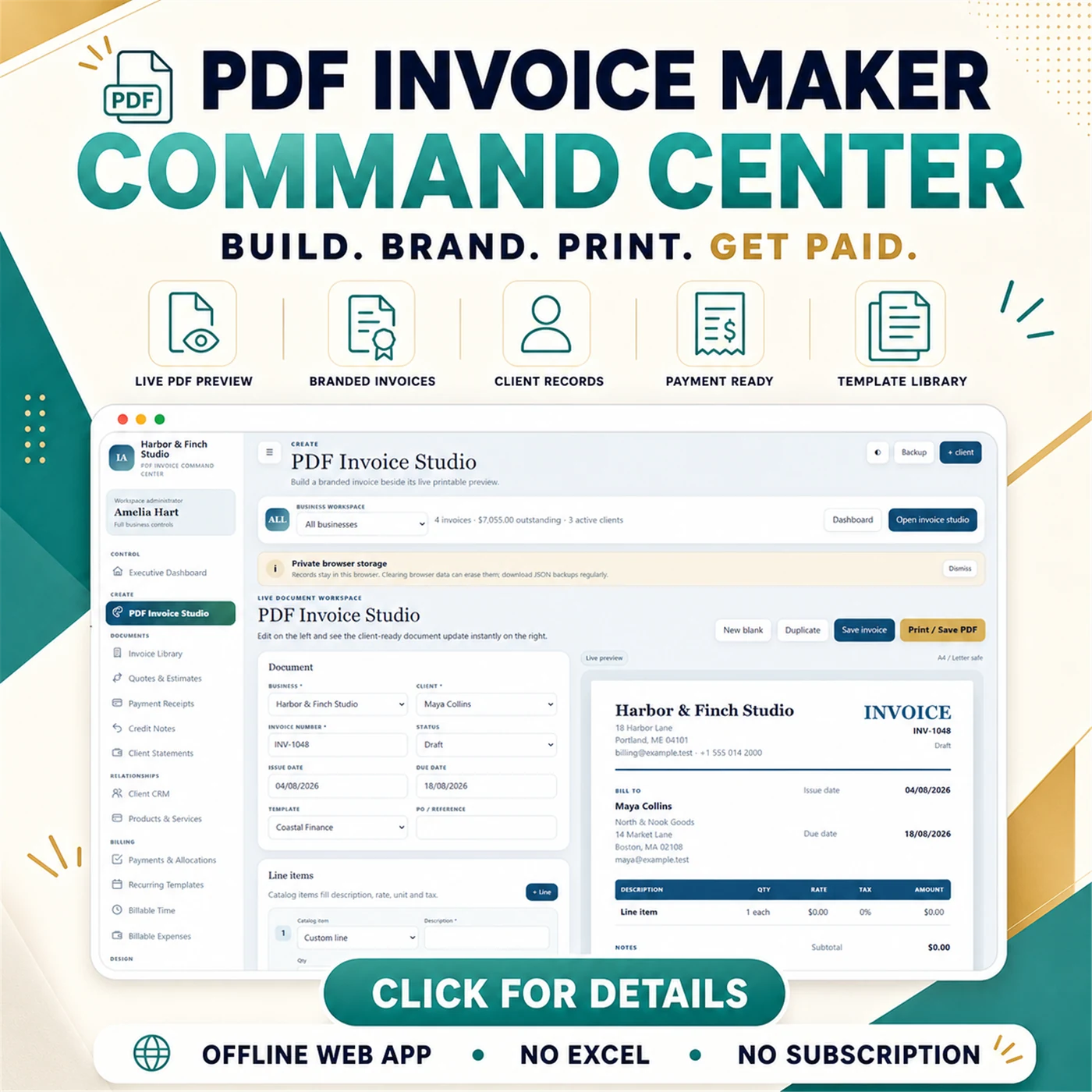 PDF Invoice Maker Web App product preview